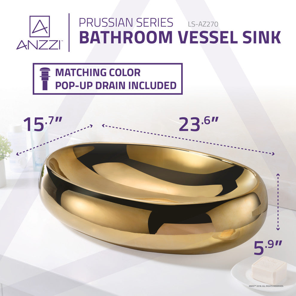Prussian Series Ceramic Vessel Sink, Gold