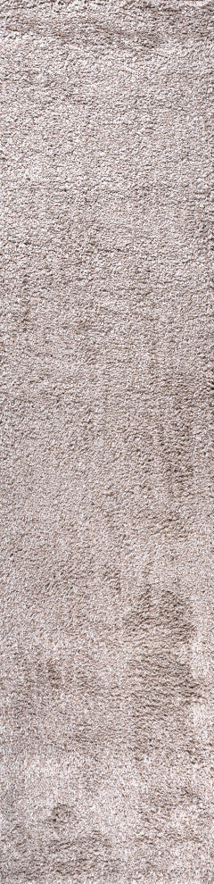 Groovy Solid Shag Rug, Beige, 2x8