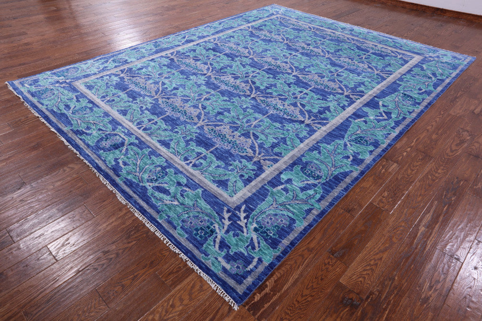 9' 3" X 12' 2" Handmade William Morris Wool Rug - Q13321