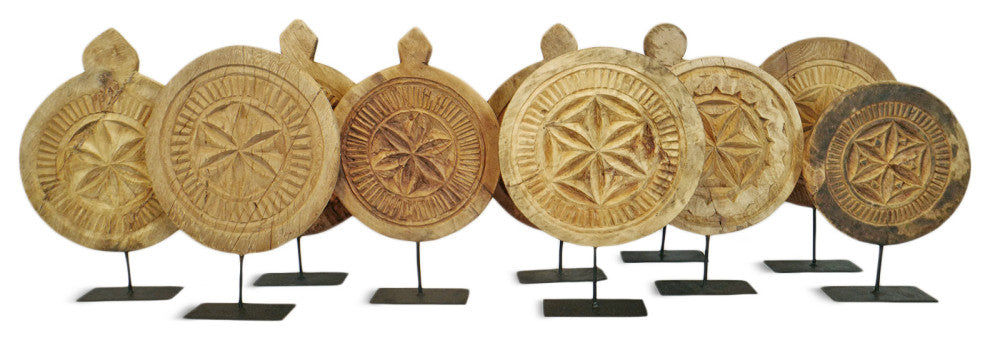 Consigned Vintage Wood Medallion on Stand 13