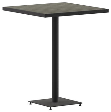 Lark Commercial Grade 32" Square Outdoor Bar Height Table, Gray Wash