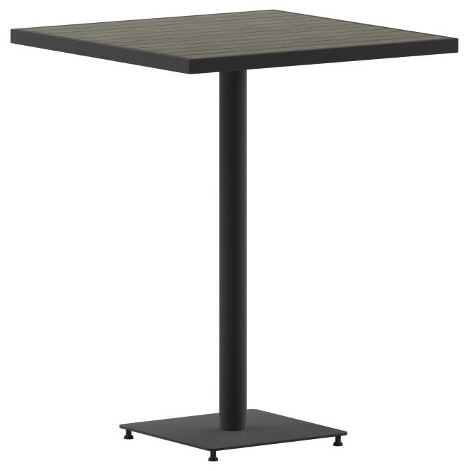 Lark Commercial Grade 32" Square Outdoor Bar Height Table, Gray Wash