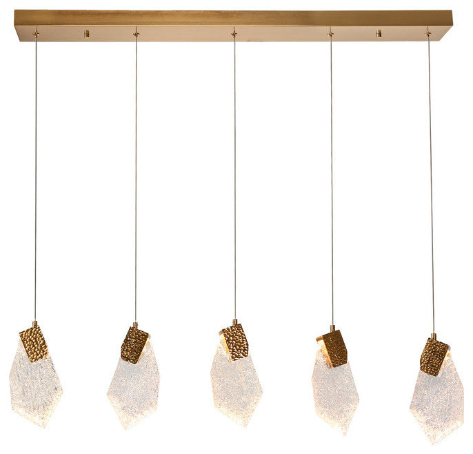 LNC Marvinbell 5-Light 37.4" Modern Cluster LED Kitchen Island Light, Gold