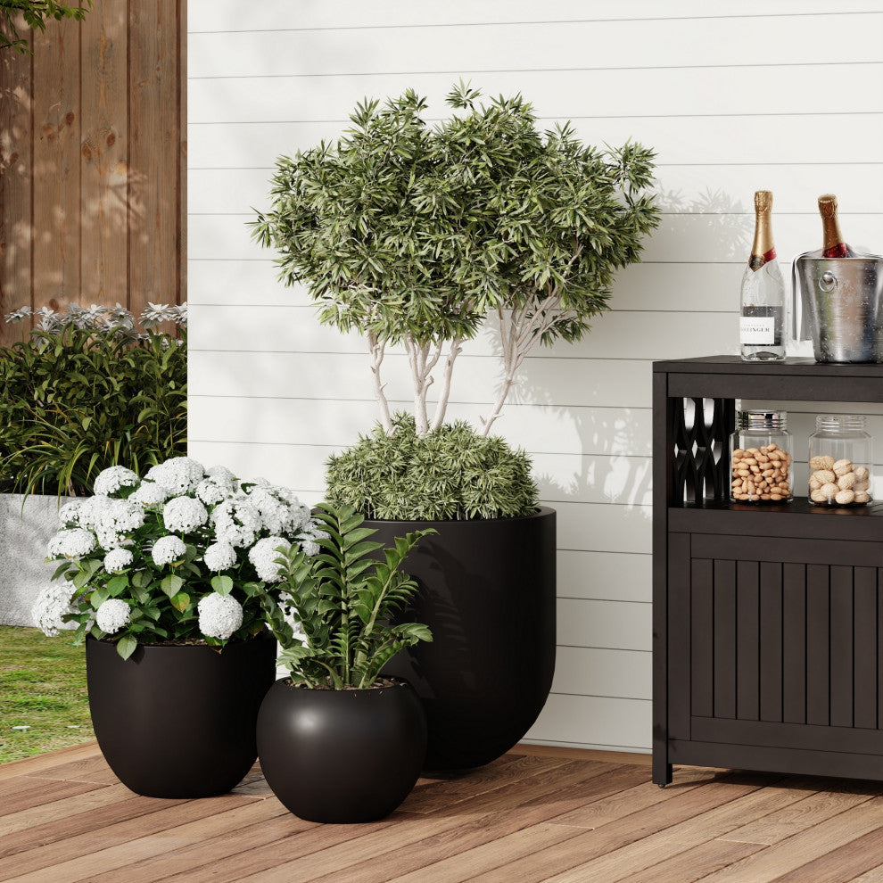 DTY Signature Mount Belford 1-piece Fiberstone Planter, Black, Small