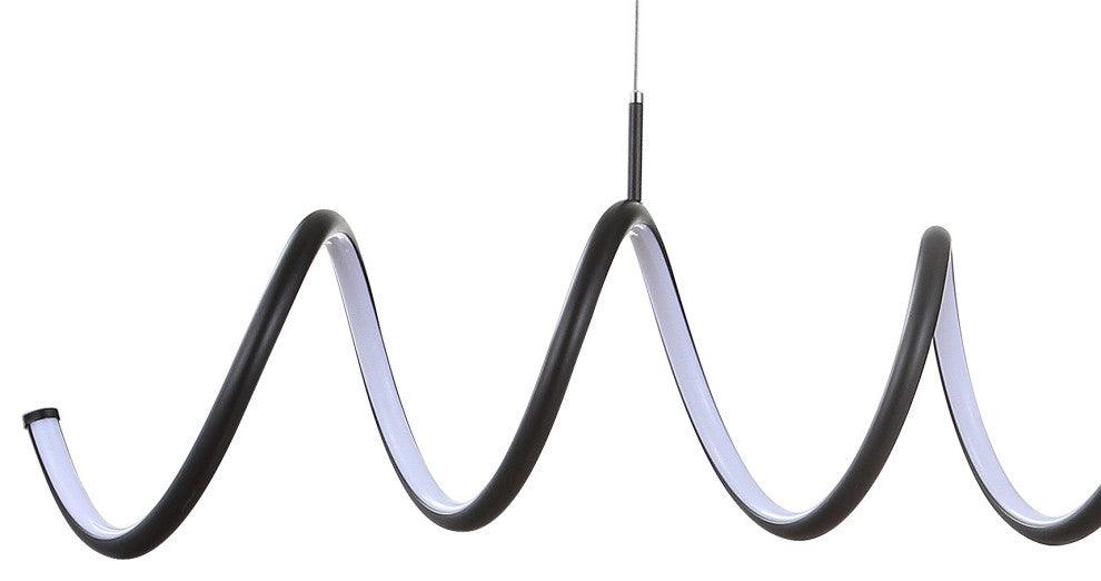 Ali 31" Dimmable Adjustable Integrated LED Metal Linear Pendant, Chrome, Black