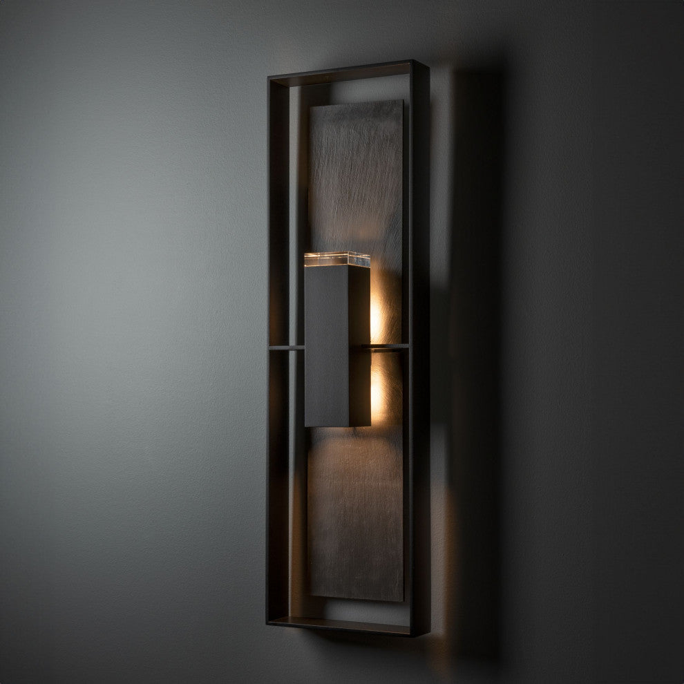 Shadow Box Tall Outdoor Sconce-Coastal Black-Slate