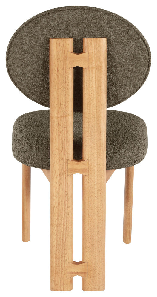Napa Boucle Fabric Dining Chair, Set of 2, Olive, Natural Finish