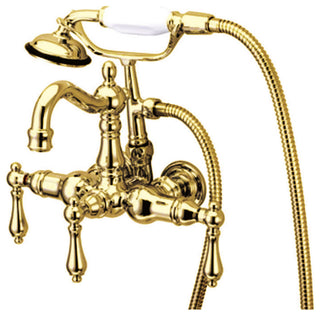 Kingston Brass 3-3/8" Wall Mount Tub Faucet, Polished Brass