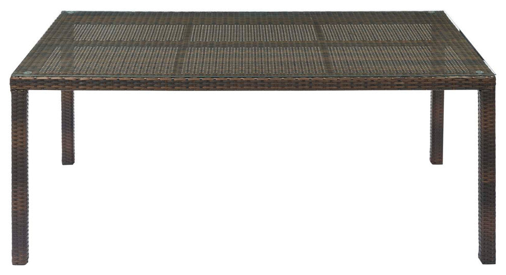 Side Dining Chair and Table Set, Rattan, Wicker, Brown Gray, Outdoor