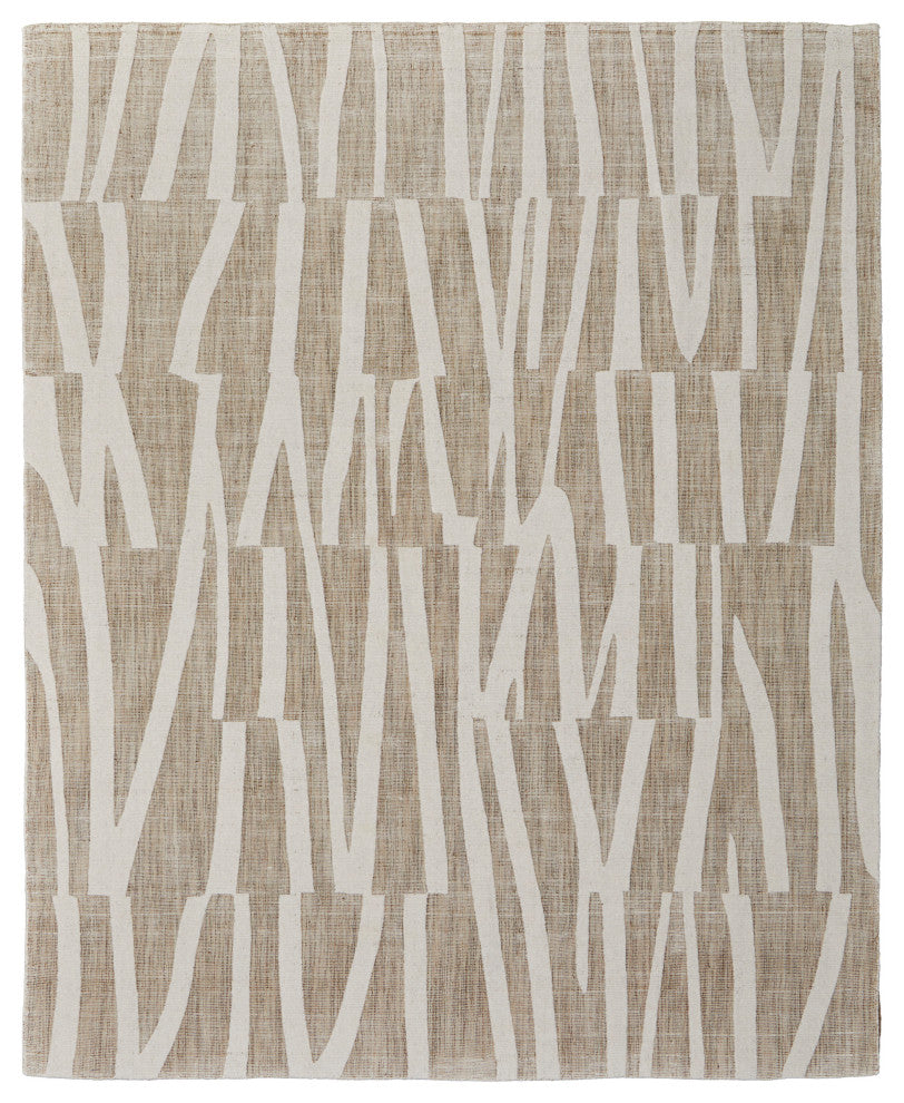 Peconic T8009 Modern/Industrial/Casual Area Rug, Tan/Ivory, 2'x3'