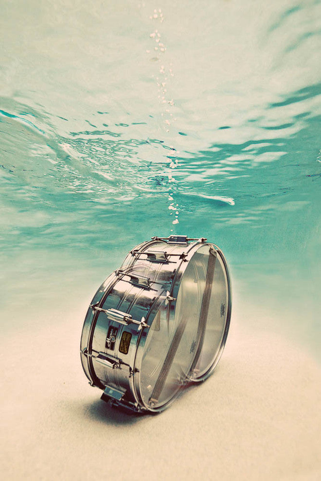 Underwater Drum "Double or Nothing" Photographaph, 12x18, Metal Print