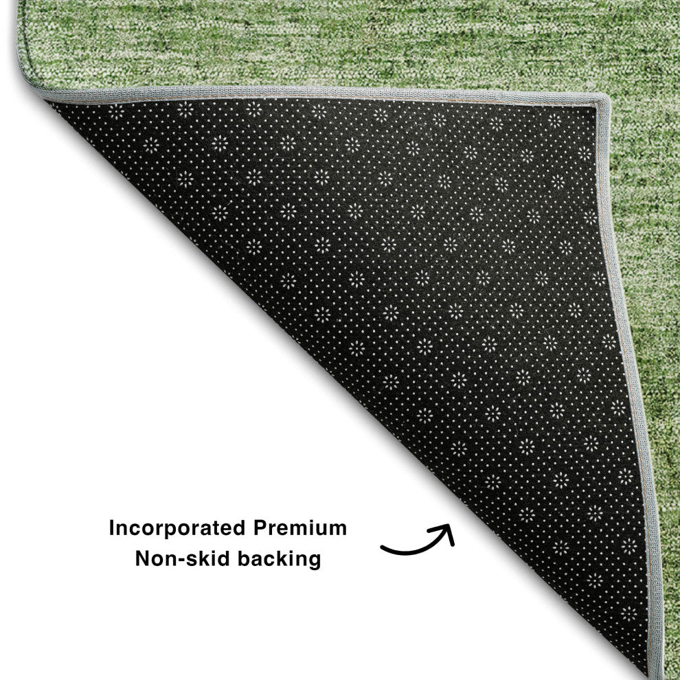 Premium Machine Washable Mayfield AMF696 Green 2'3" x 7'6" Runner Rug