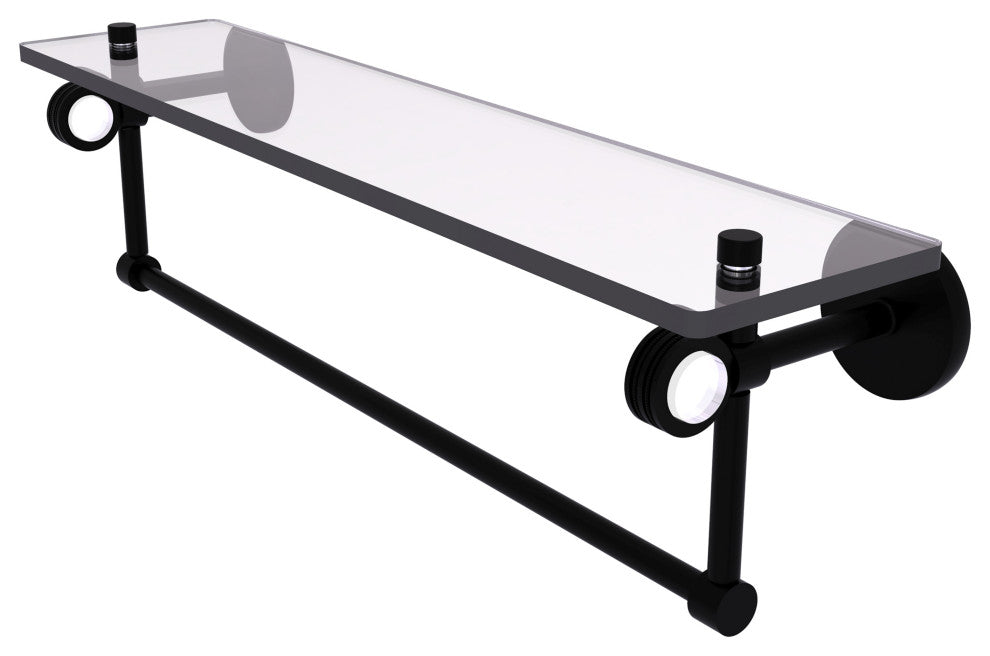 Clearview 22" Glass Shelf and Towel Bar and Dotted Accents, Matte Black