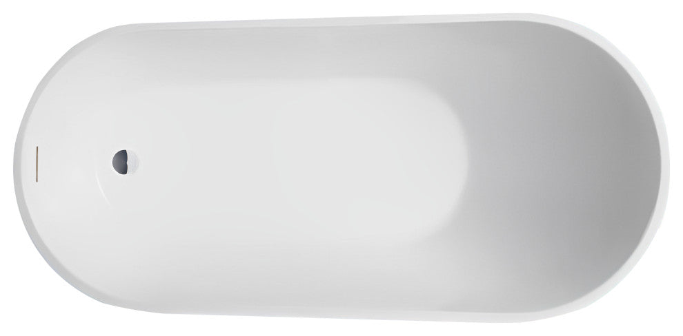Vanity Art Freestanding Acrylic Soaking Bathtub, White/Integrated Overflow, 67"