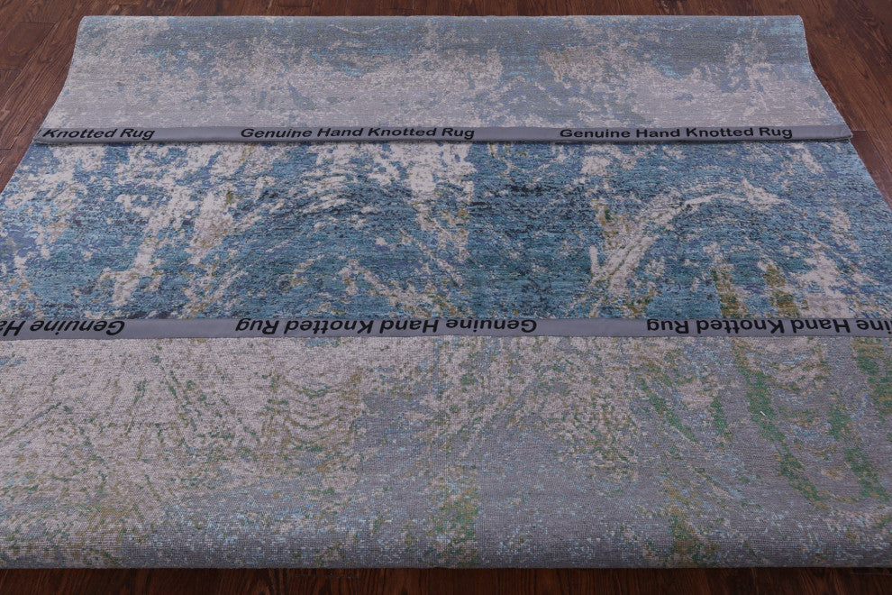 Hand-Knotted Abstract Wool & Silk Rug 7' 11" X 10' 2" - Q13075