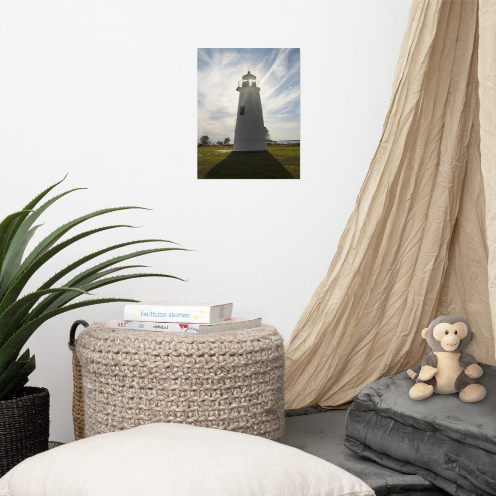 Turkey Point Lighthouse with Sun Flare Unframed Wall Art Prints, 11" X 14"