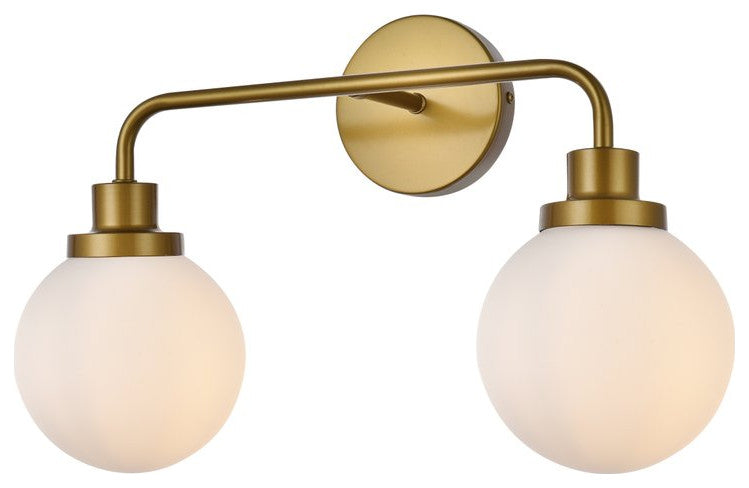 Helen 2-Light Bath Sconce, Brass With Frosted Shade