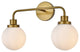 Helen 2-Light Bath Sconce, Brass With Frosted Shade