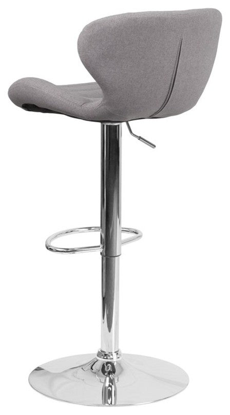 Estella Aila Mid-Back Gray Fabric Swivel Adjustable Barstool