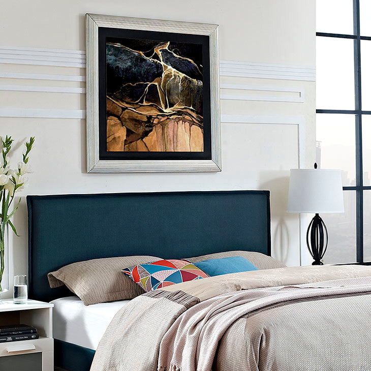 Camille Full Upholstered Fabric Headboard, Azure