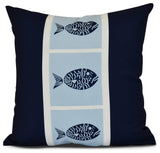 Fish Chips, Animal Print Pillow, Navy Blue, 18"x18"