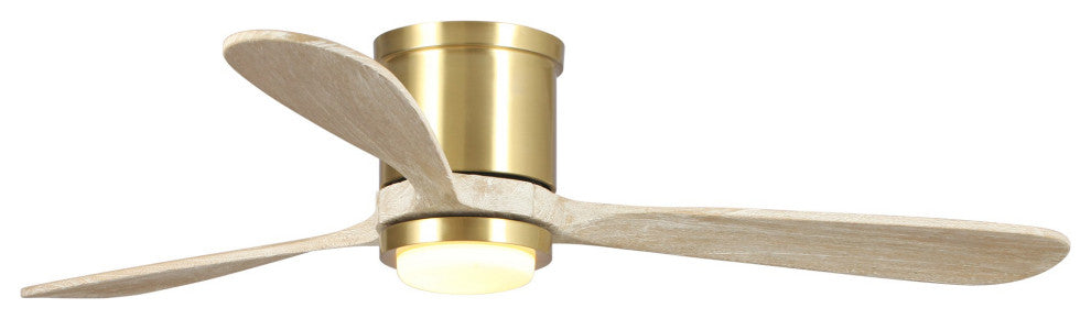 52 in Modern Flush Mounted Ceiling fan with 3 Blades in Sand Copper