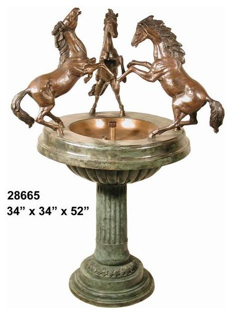 3 Rearing Horses Recirculating Fountain