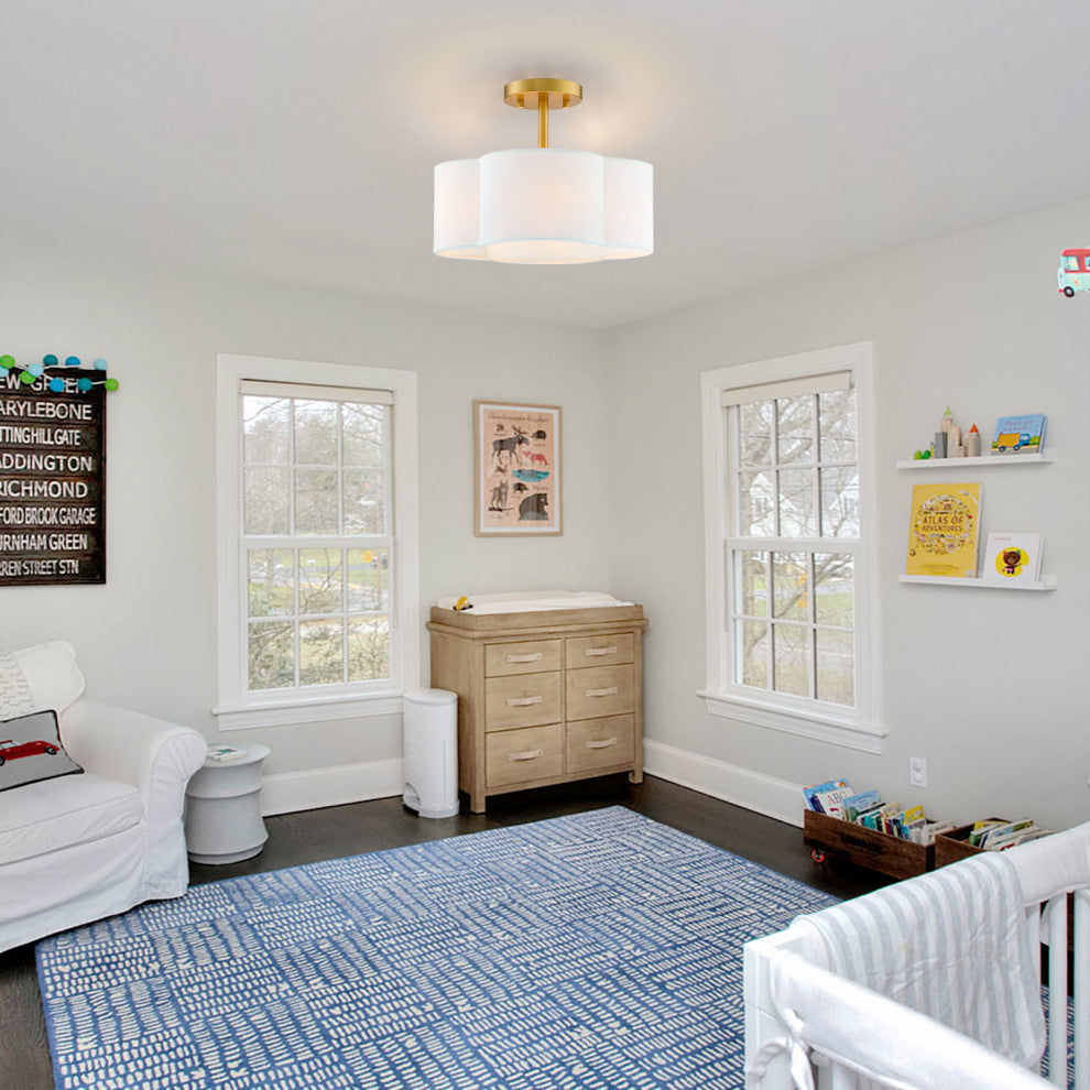 4-Light Scallop Semi Flush Mount Ceiling Light, Gold