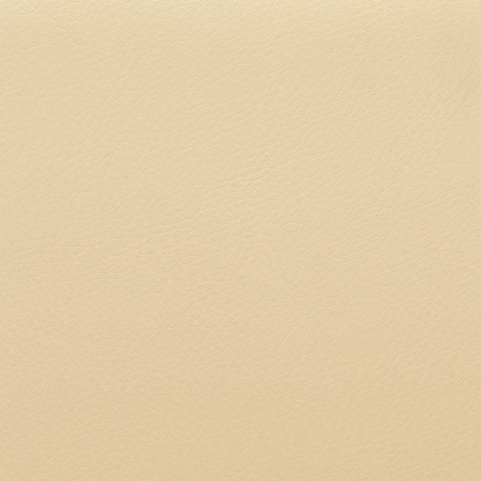 Sonia Swivel Faux Leather and Wood Stool, Cream/Walnut, Bar Height 30"