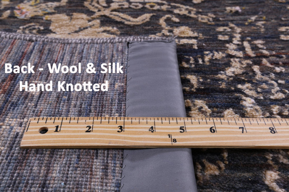 2' 6" X 14' 3" Runner Modern Wool and Silk Hand Knotted Rug Q11830