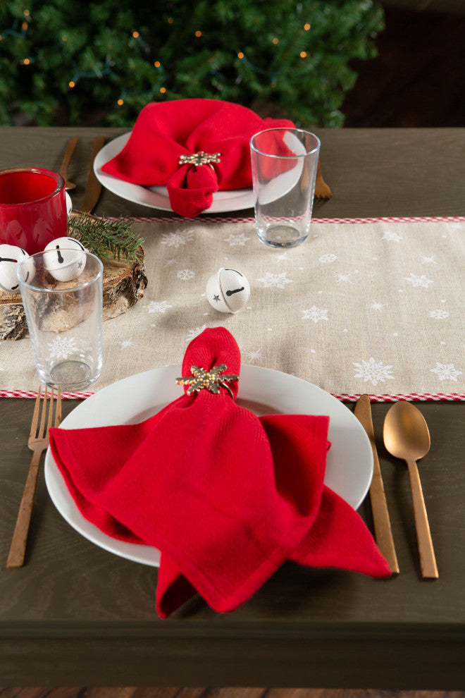 Red Reindeer Embroidered Table Runner