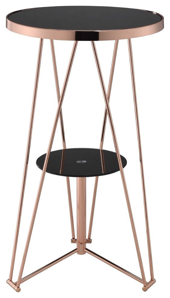 Double Sphere Glass and Rose Gold Bar Table