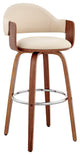 30" Rich Cream Faux Leather Walnut Wood Bar Stool