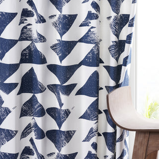 Traid Printed Cotton Twill Curtain, Indigo, 50"x108"