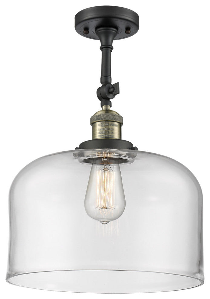 X-Large Bell 1 Light Semi-Flush Mount in Black Antique Brass