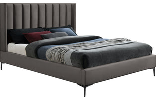 Nadia Velvet Upholstered Bed, Gray, King