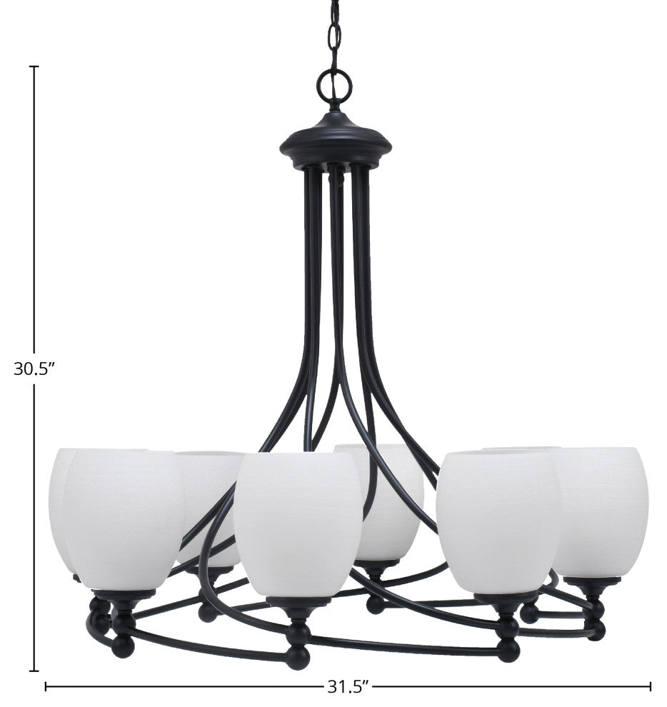 Capri 8-Light Chandelier, Matte Black/White Linen