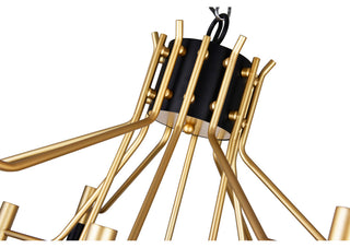 Corna 12 Light Down Chandelier With Matte Black & Satin Gold Finish