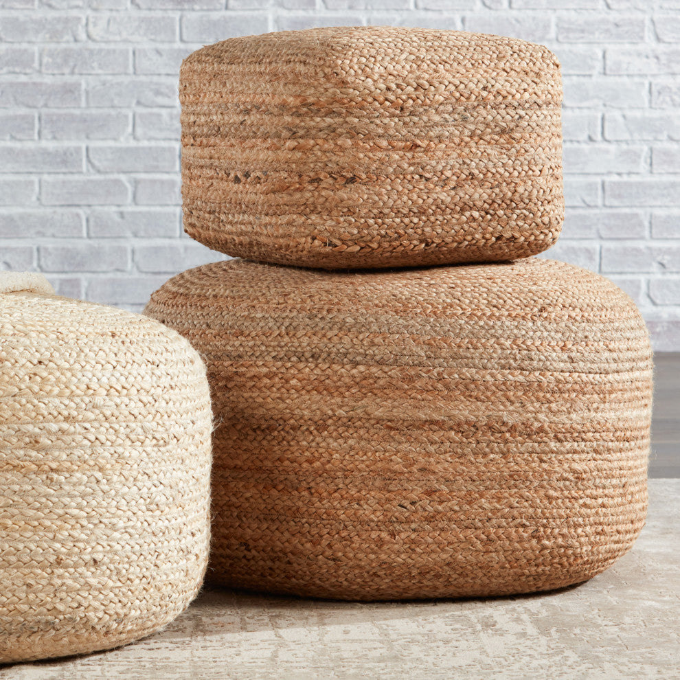 Jaipur Living Mesa Solid Cylinder Pouf, Natural