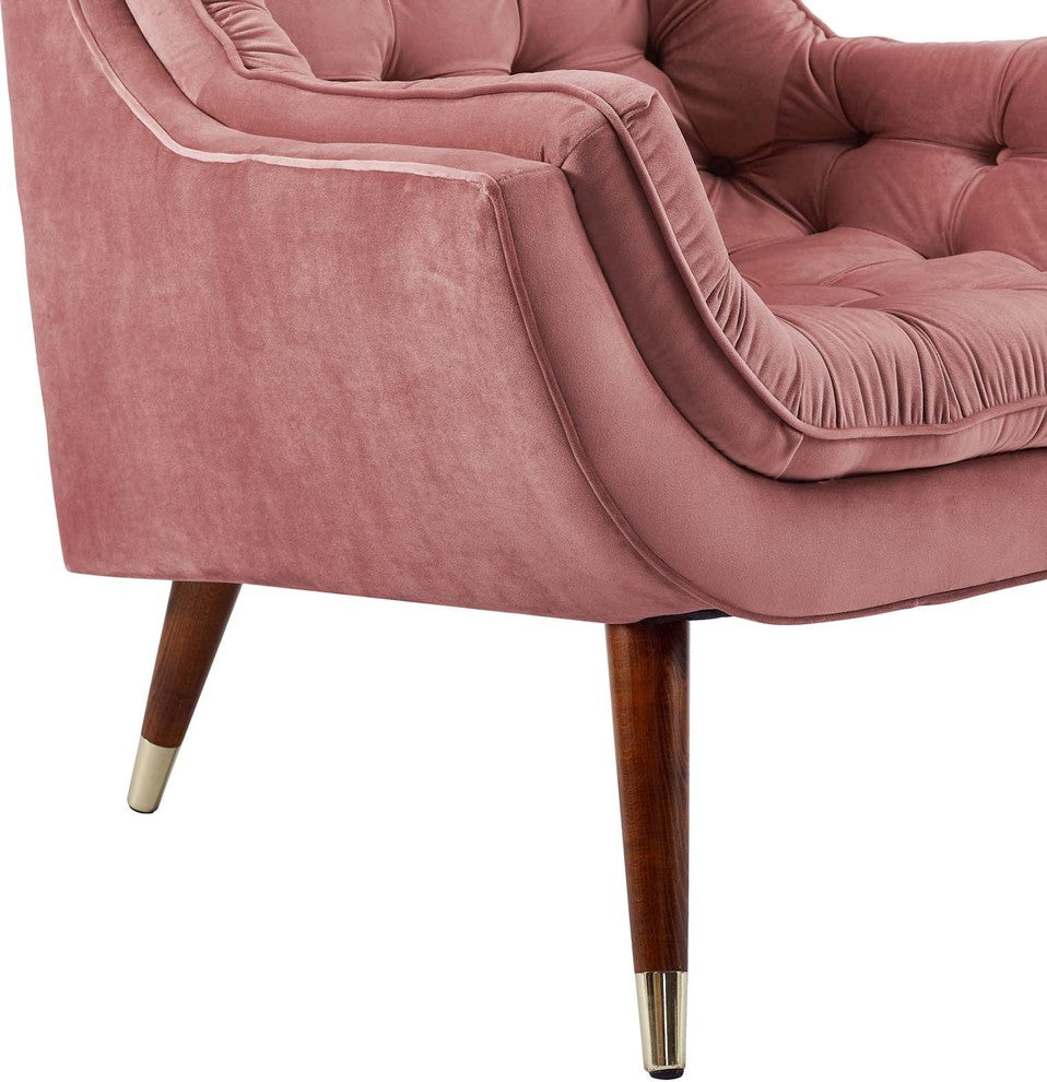Dusty Rose Suggest Button Tufted Performance Velvet Lounge Chair