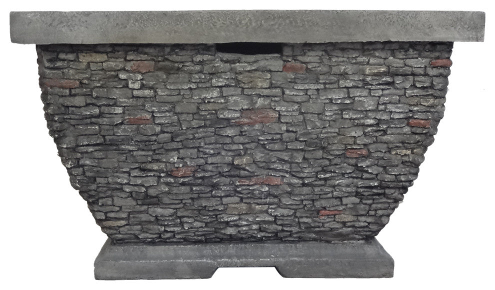 GDF Studio Laraine Outdoor 32" Wood Burning Concrete Square Fire Pit, Gray