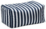 Leon Outdoor Patio Bean Bag Ottoman, Navy Stripes