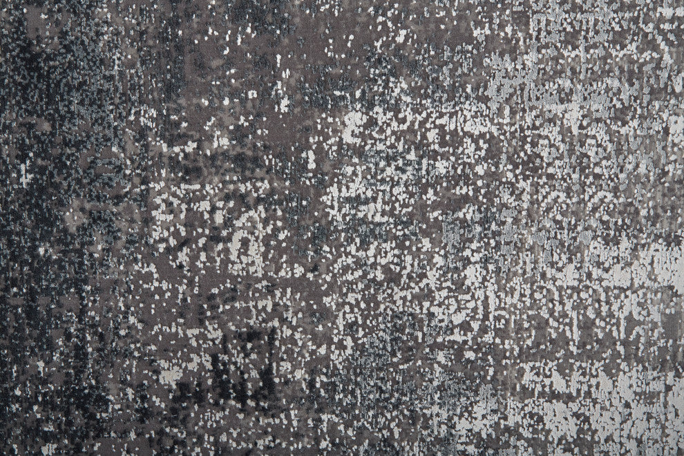 Weave & Wander Lindstra Rug, Silver Gray/Black, 3ft-1in x 10ft Rug
