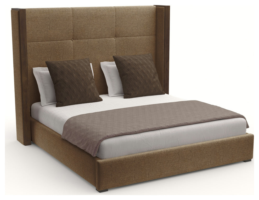 Nativa Interiors Irenne Simple Tufted Bed, Brown, King, Medium 67"