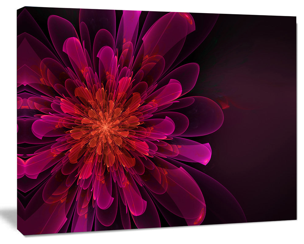 Large Pink Alien Fractal Flower, Large Floral Canvas Art Print, 60x40