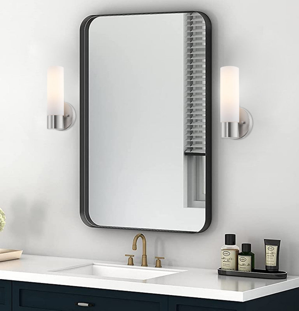 Kira Home Sol 10" Wall Sconce, Frosted Glass Shade, for Bathroom/, (2)