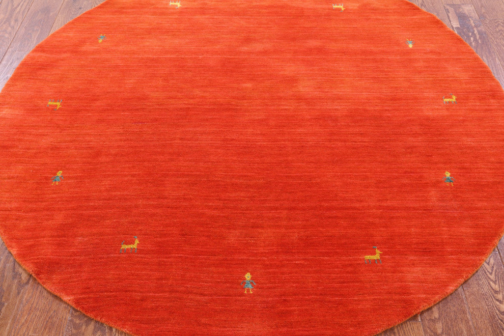 6' Round Persian Gabbeh Handmade Wool Rug - Q15096
