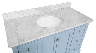 Bella 48" Bathroom Vanity, Powder Blue, Carrara Marble