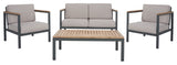 Safavieh Outdoor Chicopee 4 Piece Living Set Natural/Light Grey