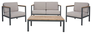Safavieh Outdoor Chicopee 4 Piece Living Set Natural/Light Grey